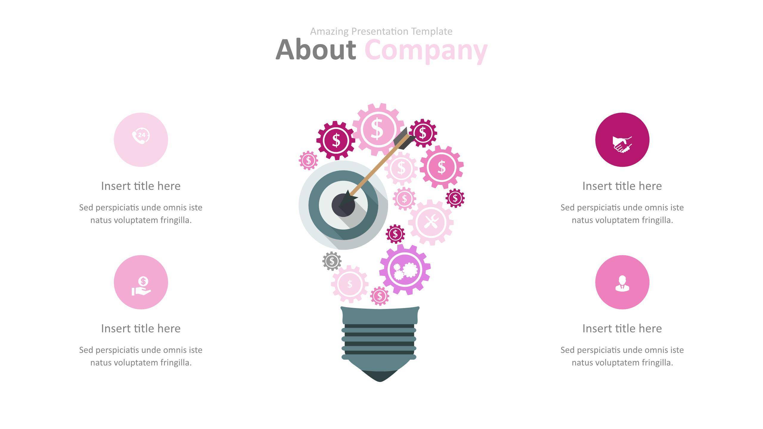 玫红色系商务PPT图表模板(1)4