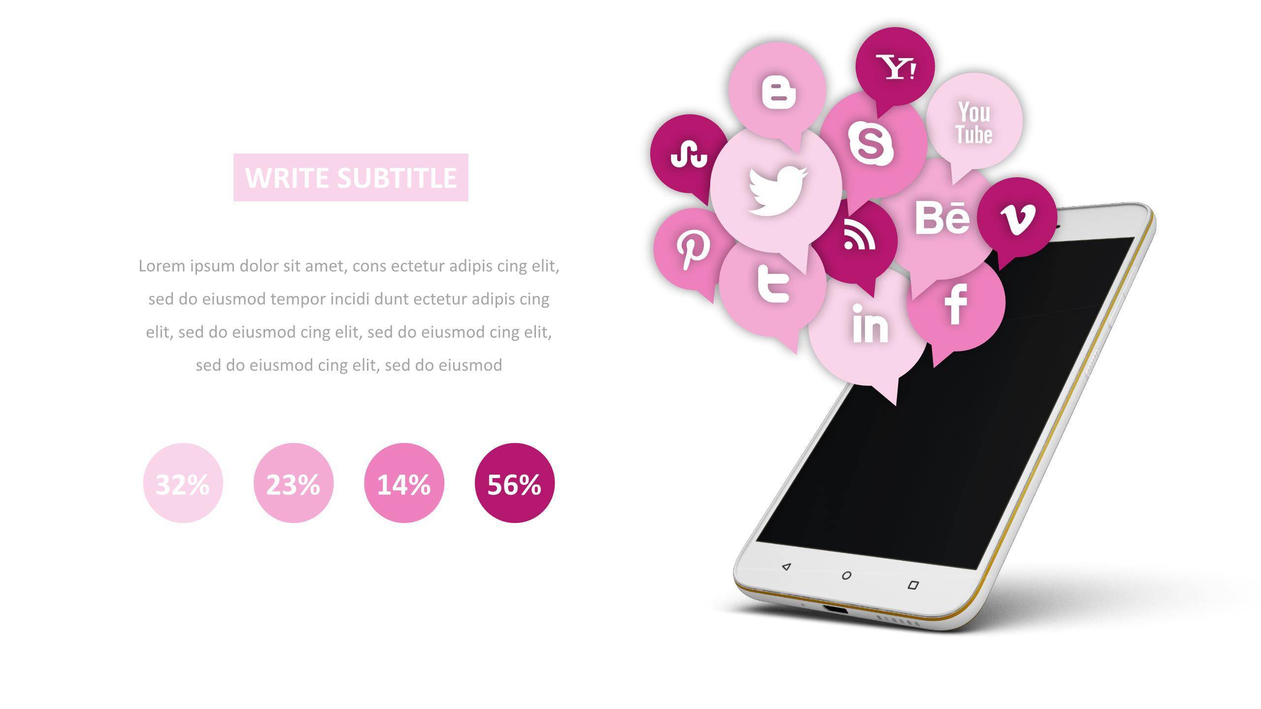 玫红色系商务PPT图表模板(1)5