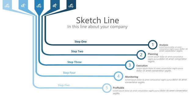 浅蓝色五项并列关系PPT9