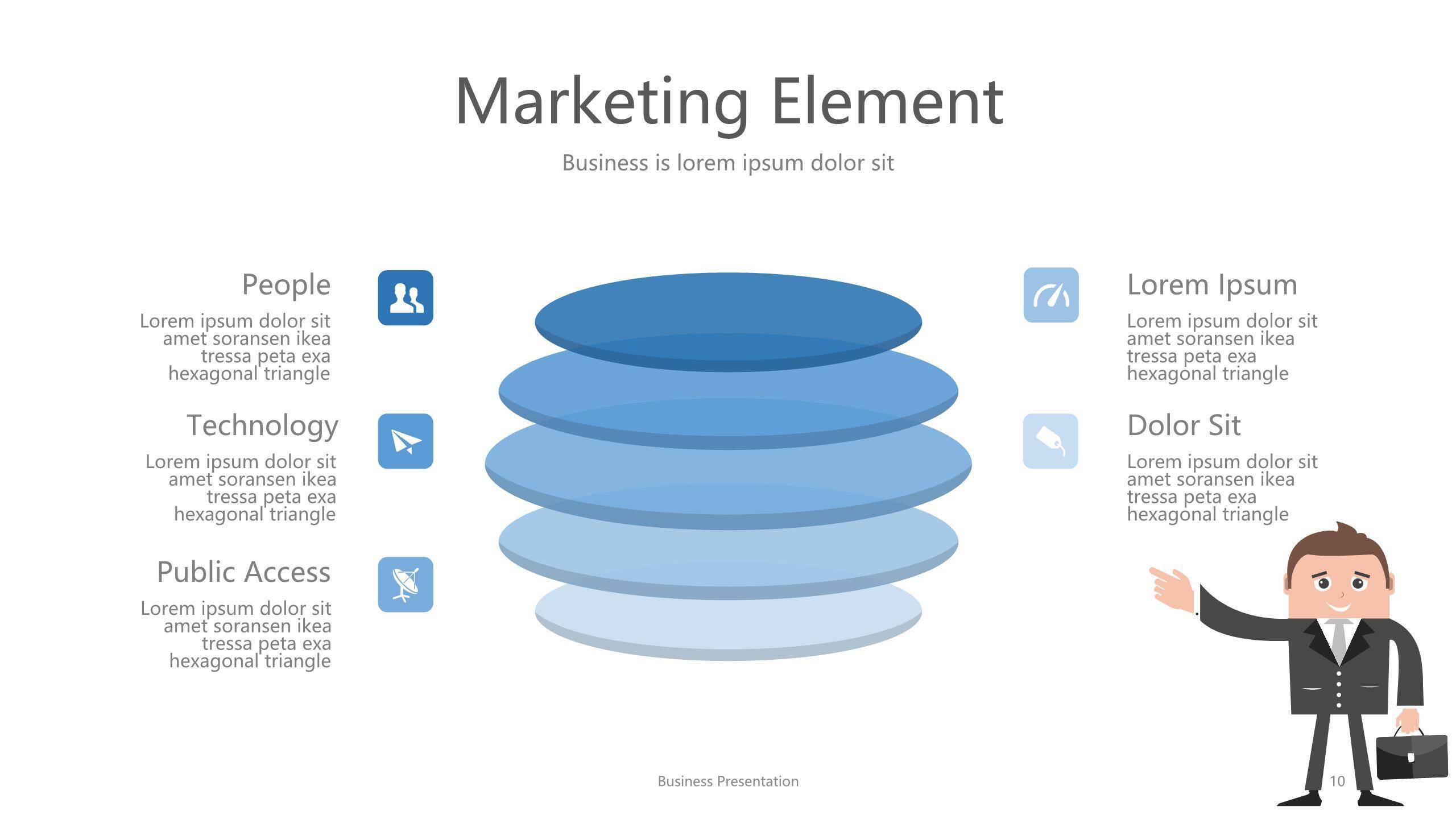 浅蓝色五项并列关系PPT1