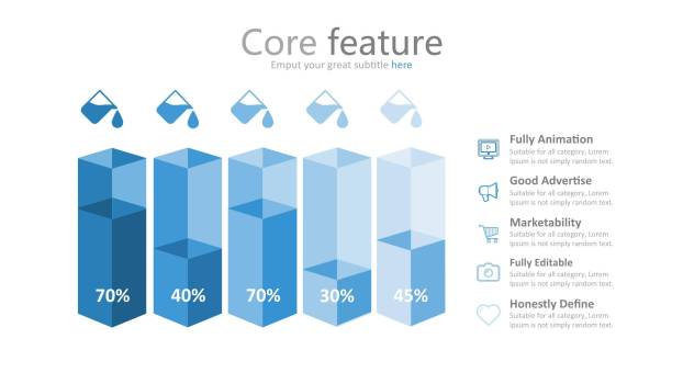 浅蓝色五项并列关系PPT3