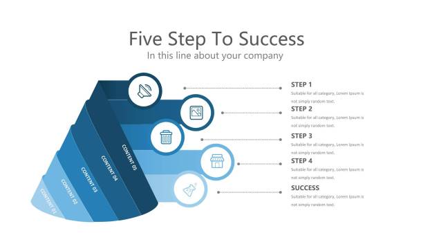 浅蓝色五项并列关系PPT5