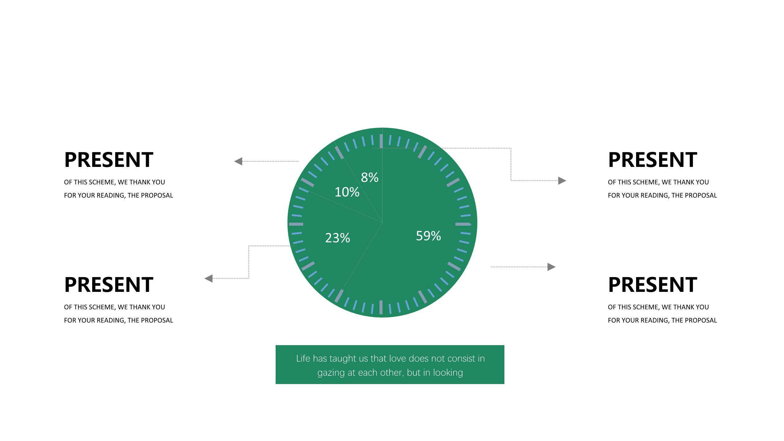 清新绿色数据关系PPT图表模板3