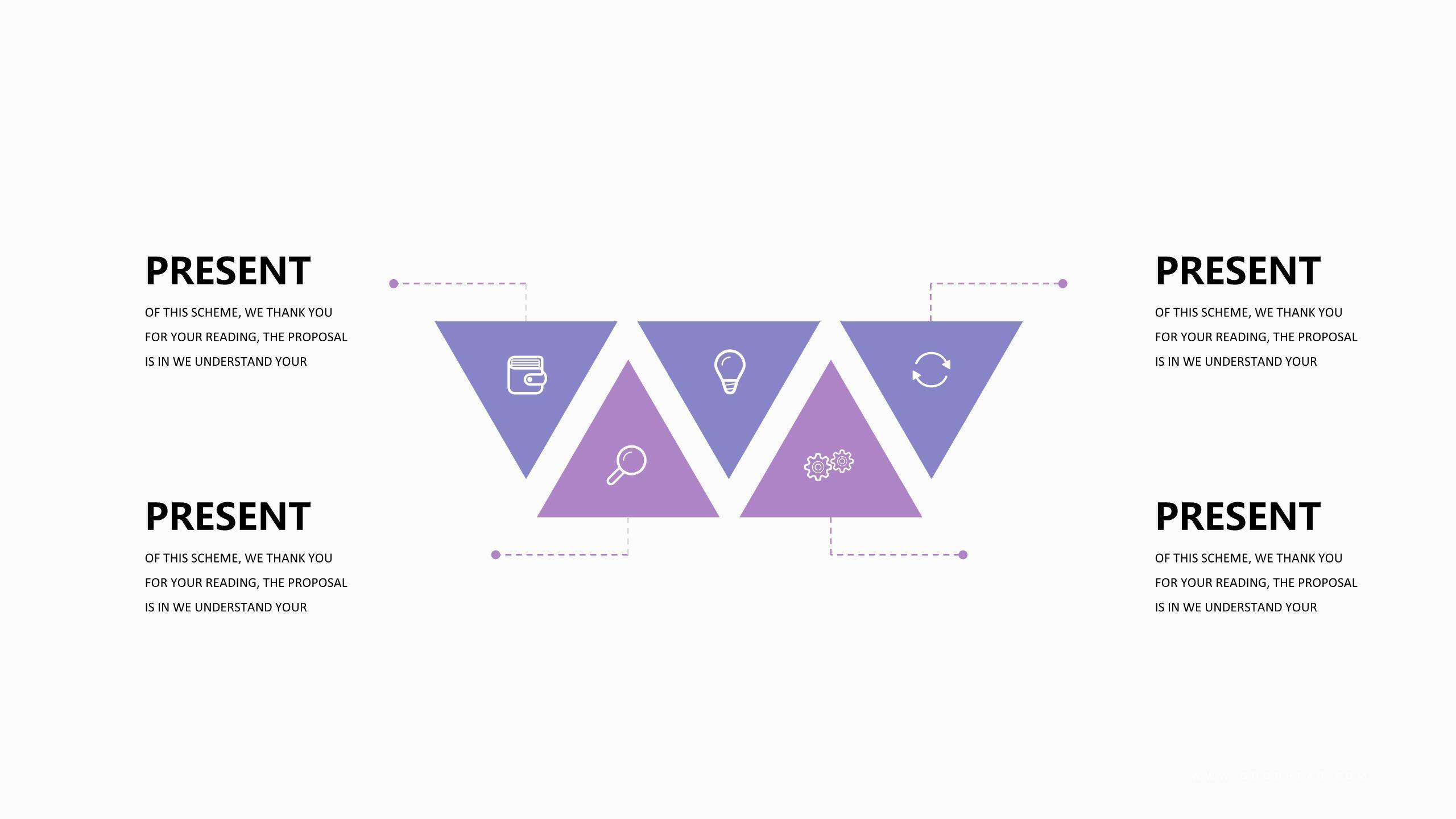 紫罗兰色并列关系PPT图表模板1