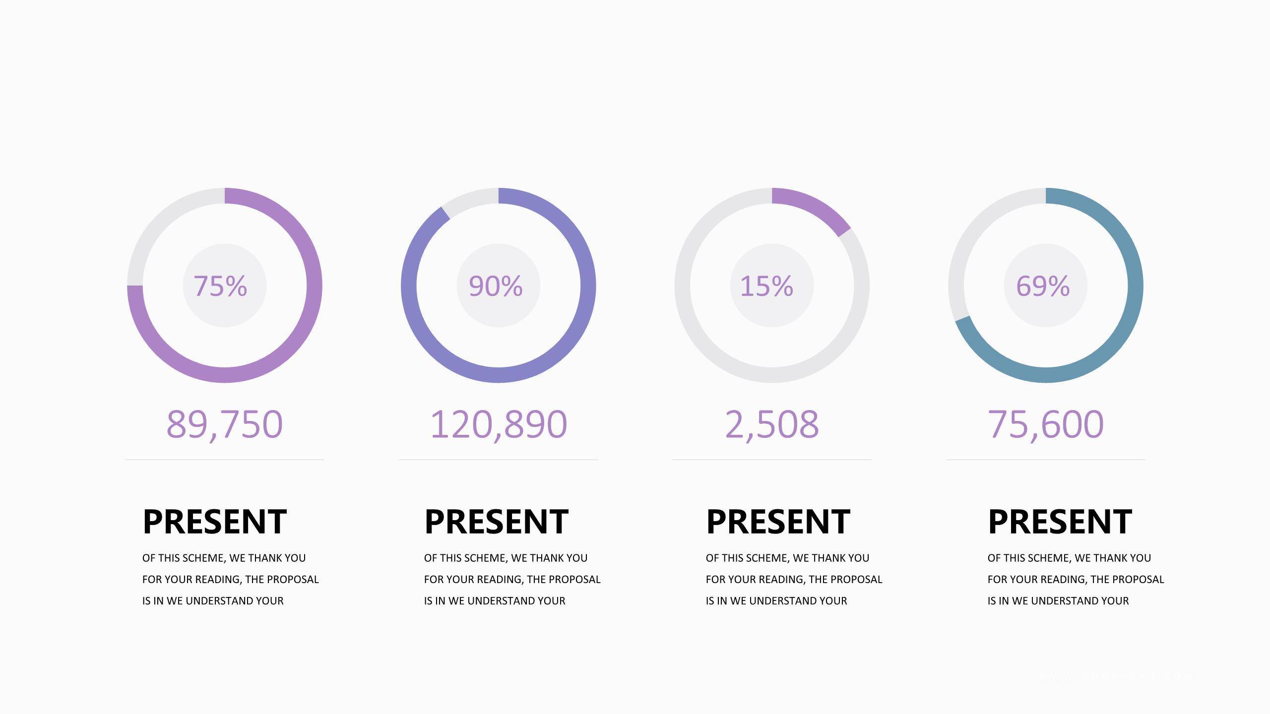 紫罗兰色并列关系PPT图表模板2