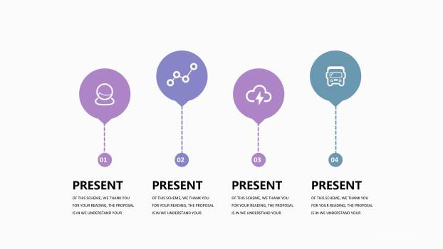 紫罗兰色并列关系PPT图表模板3