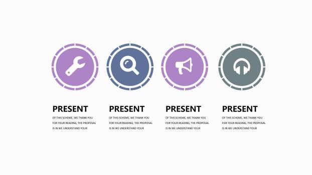 紫罗兰色并列关系PPT图表模板6