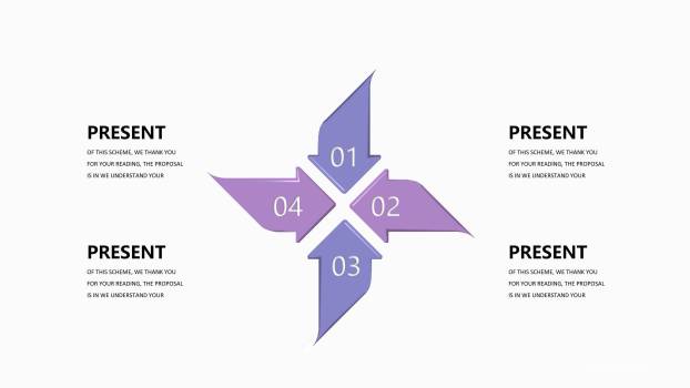 紫罗兰色并列关系PPT图表模板7