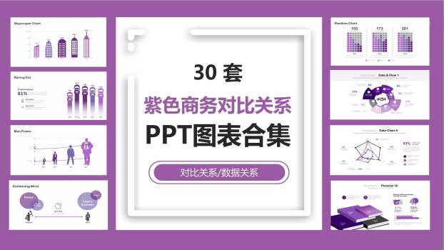 紫色商务对比关系PPT图表0