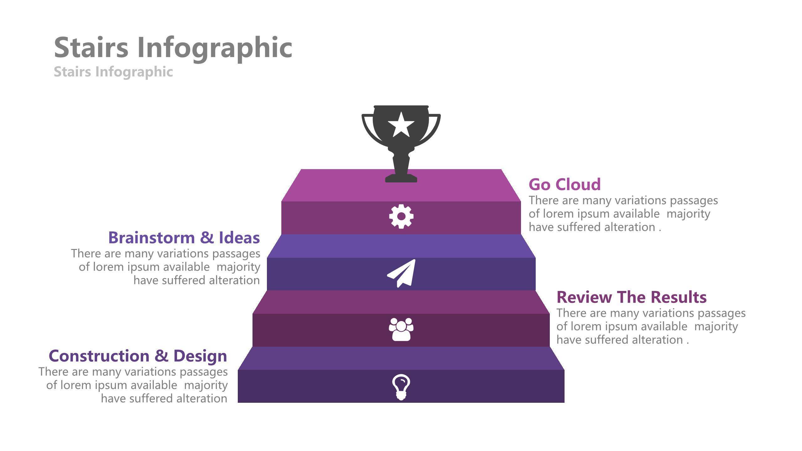紫色台阶PPT图表模板8