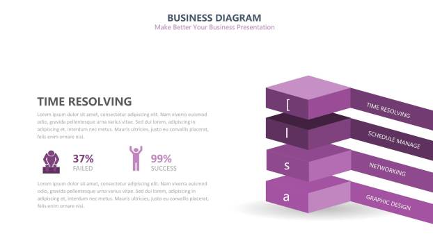 紫色台阶PPT图表模板6