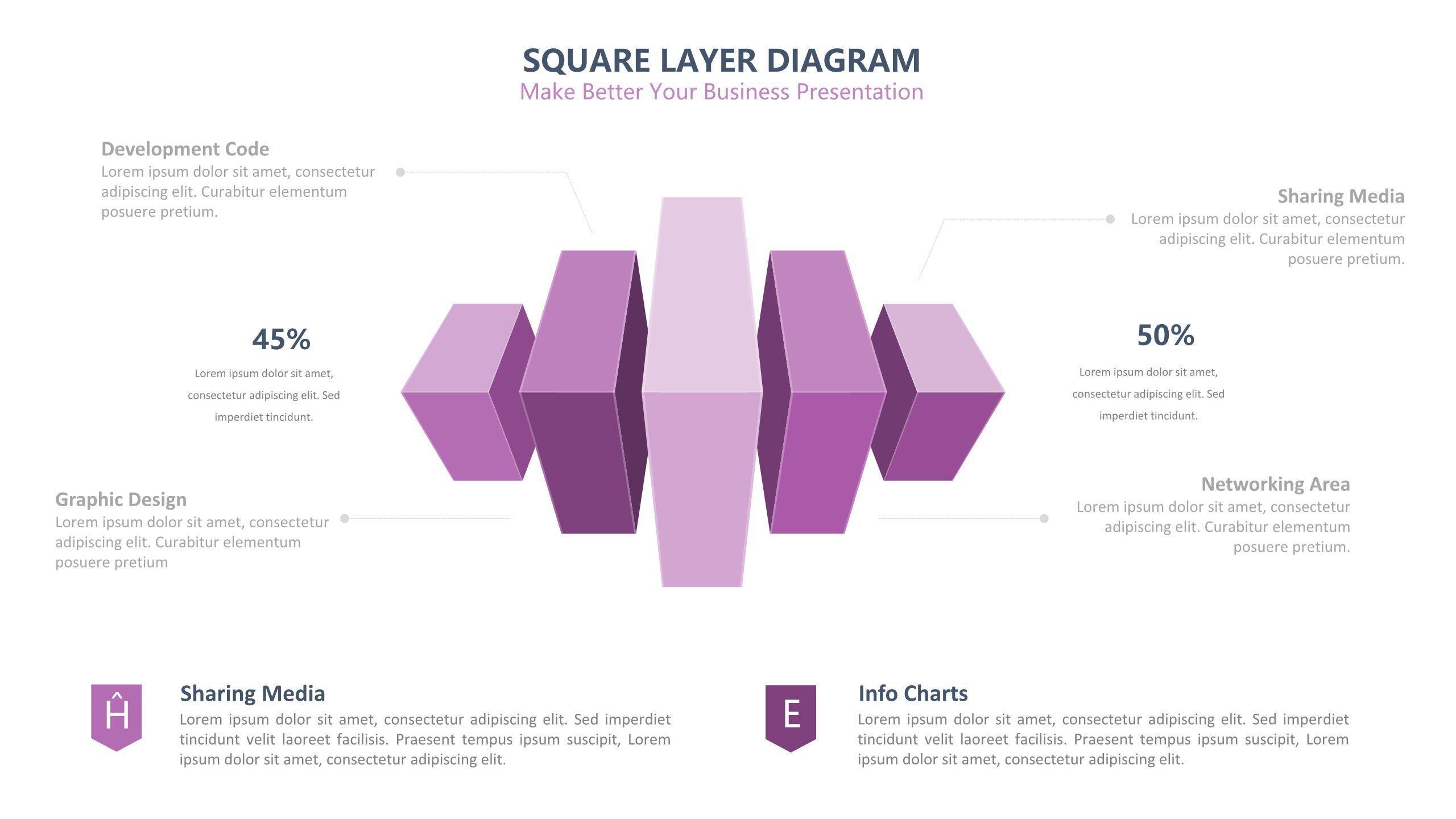 紫色台阶PPT图表模板7
