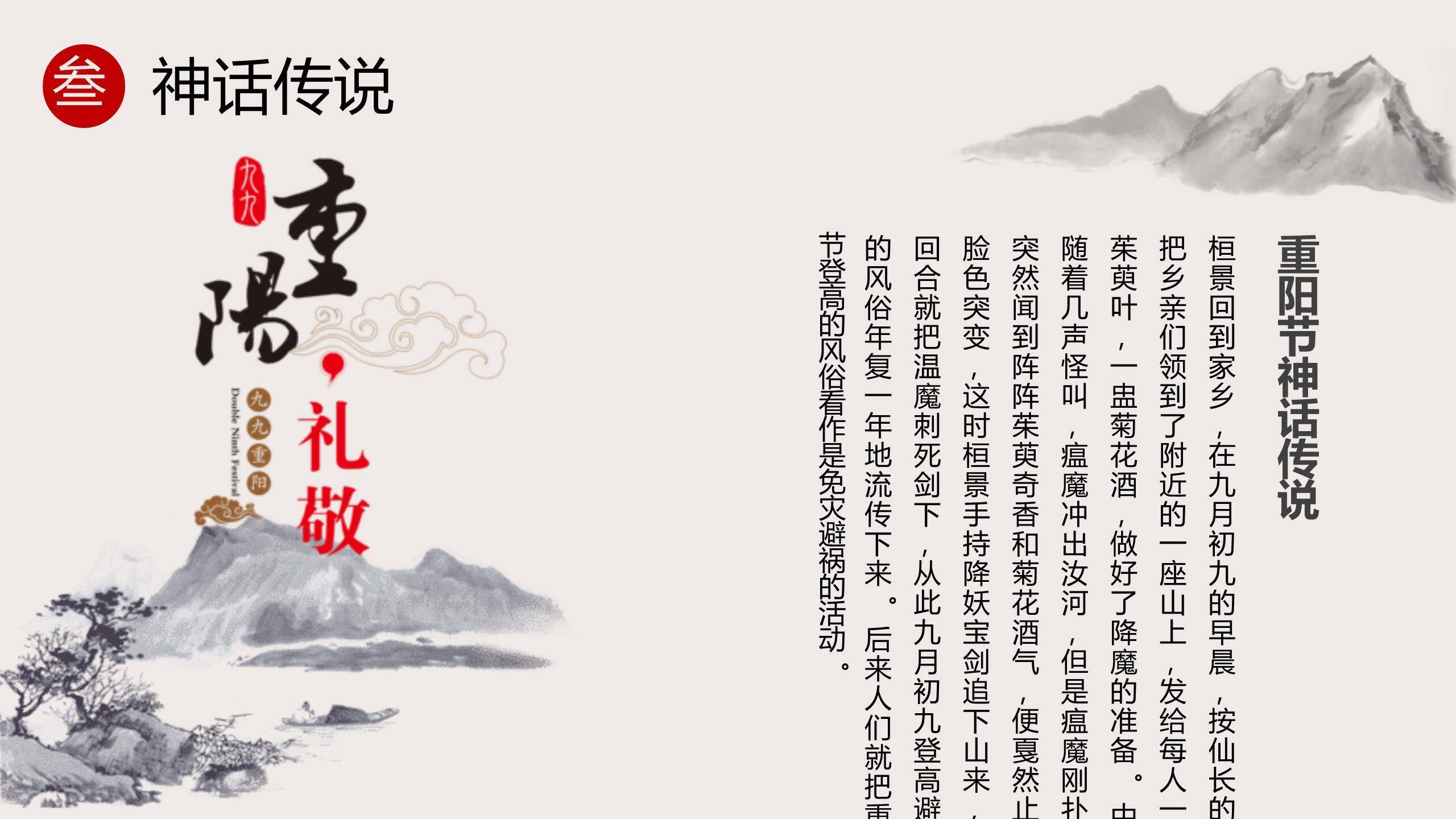 重阳节书法艺术水墨PPT模板9