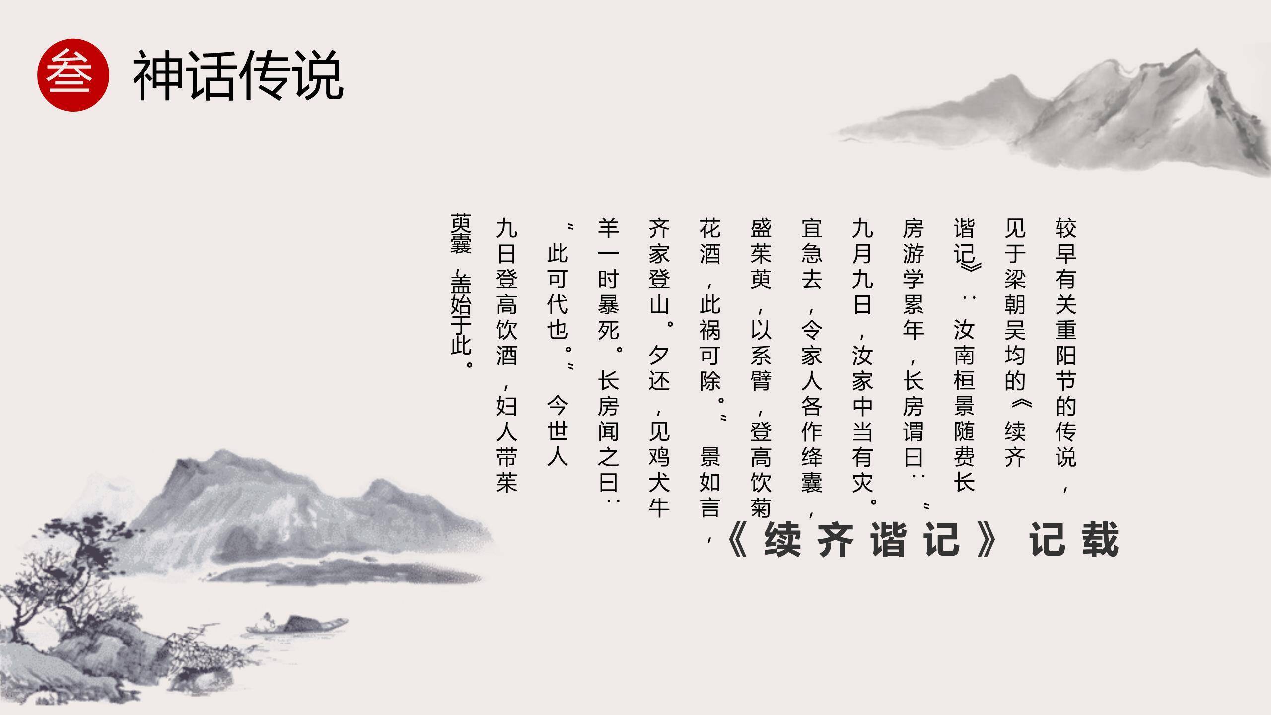 重阳节书法艺术水墨PPT模板5