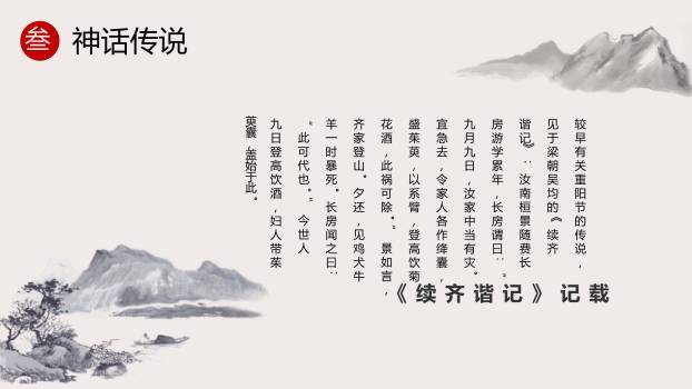 重阳节书法艺术水墨PPT模板5