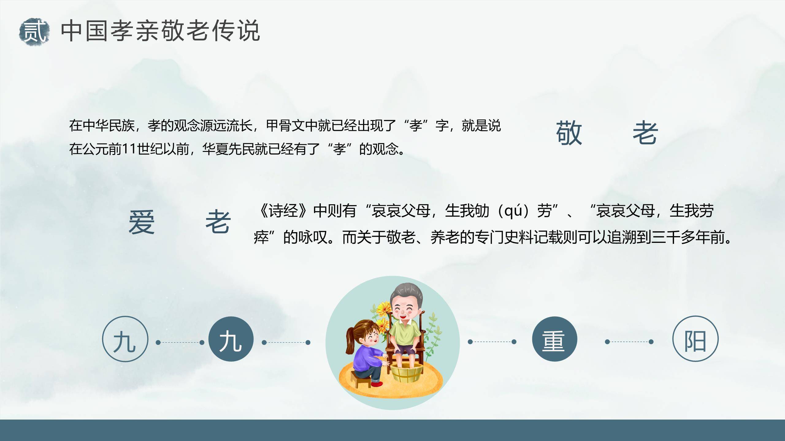 重阳节国学课堂中国风PPT模板3