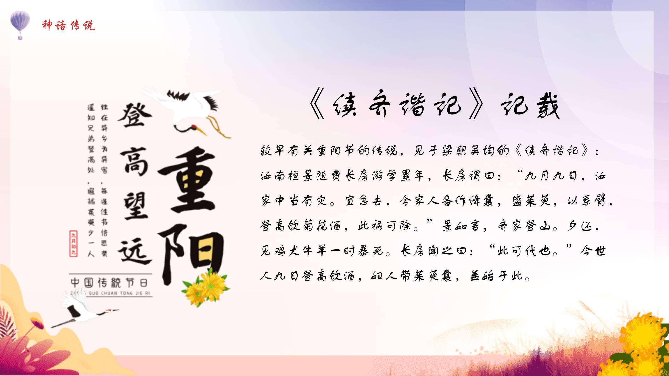 重阳节风俗展示手绘PPT模板3