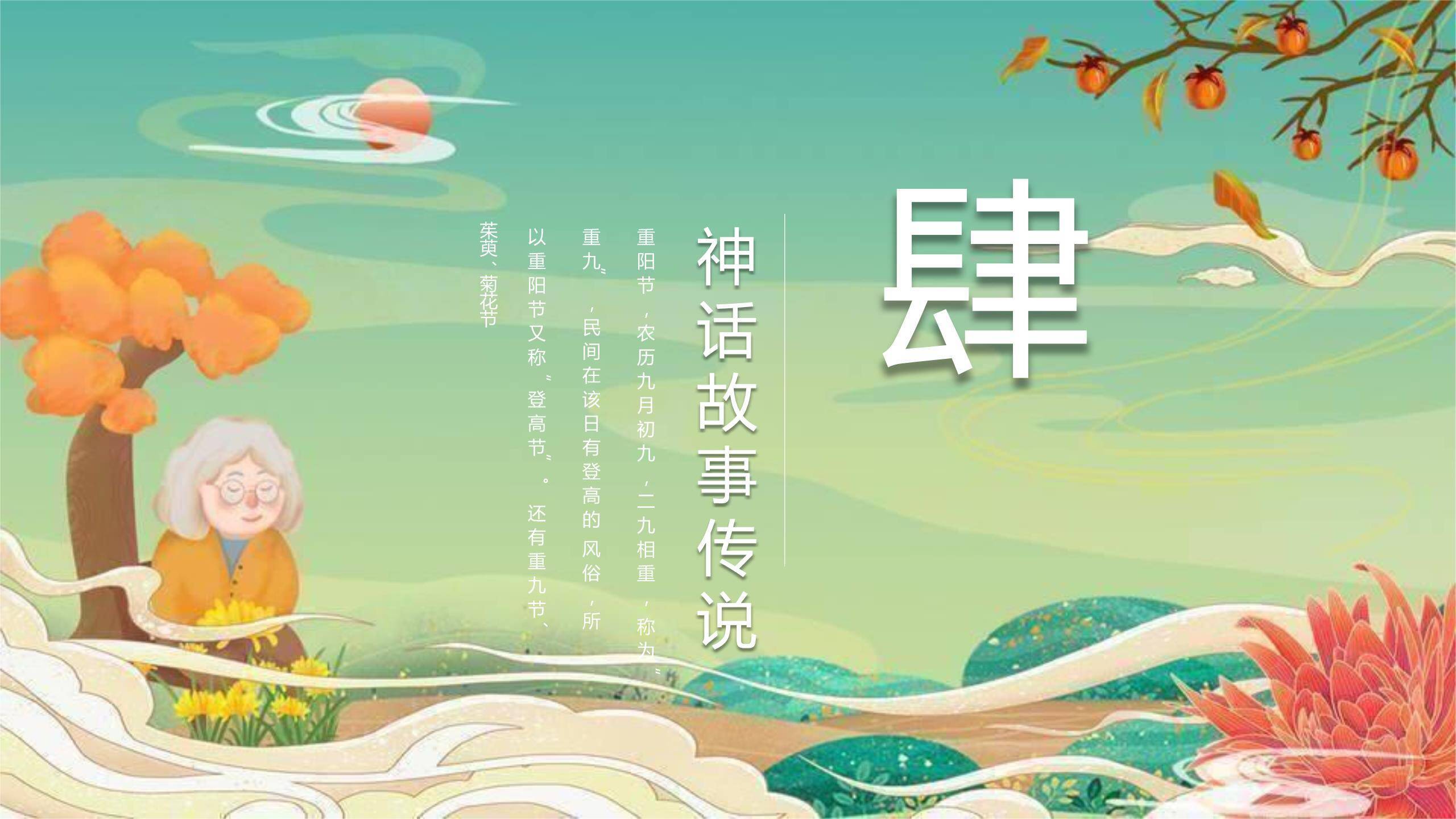重阳习俗科普国风PPT模板7