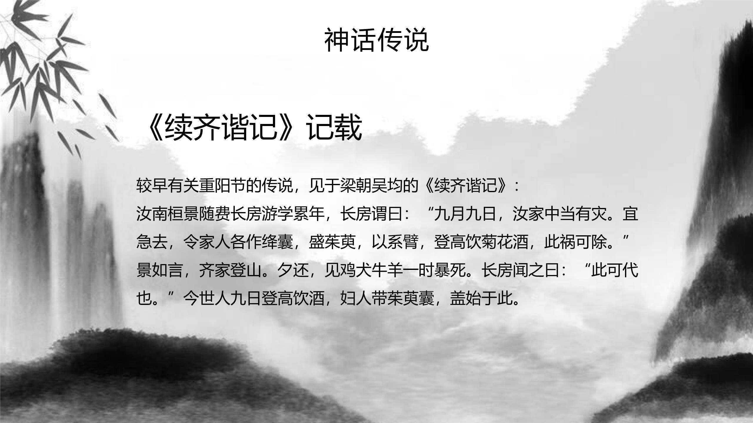 黑白水墨重阳诗词赏析PPT模板3