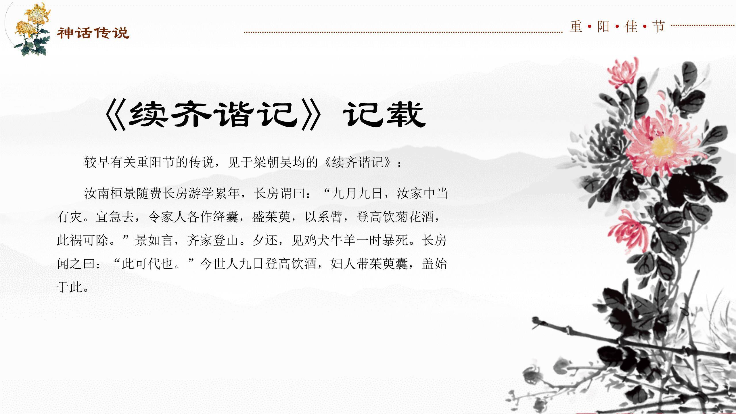 棕色古典重阳演讲PPT模板4