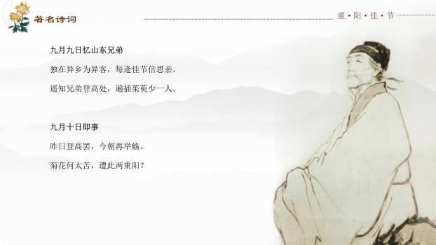 棕色古典重阳演讲PPT模板6