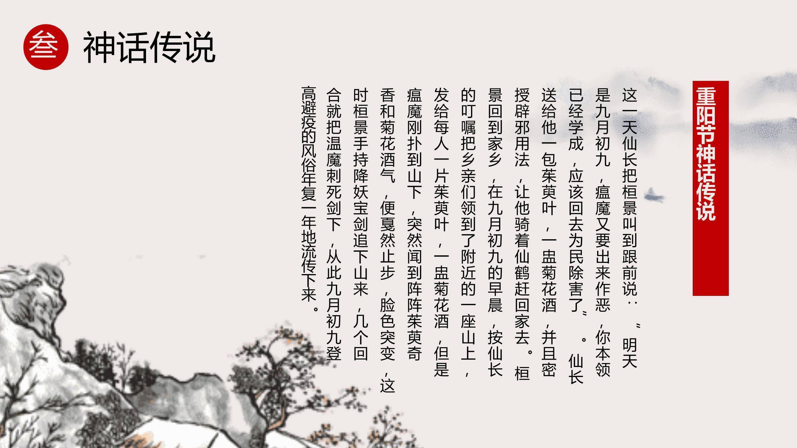 黑白写意重阳文化科普PPT模板8