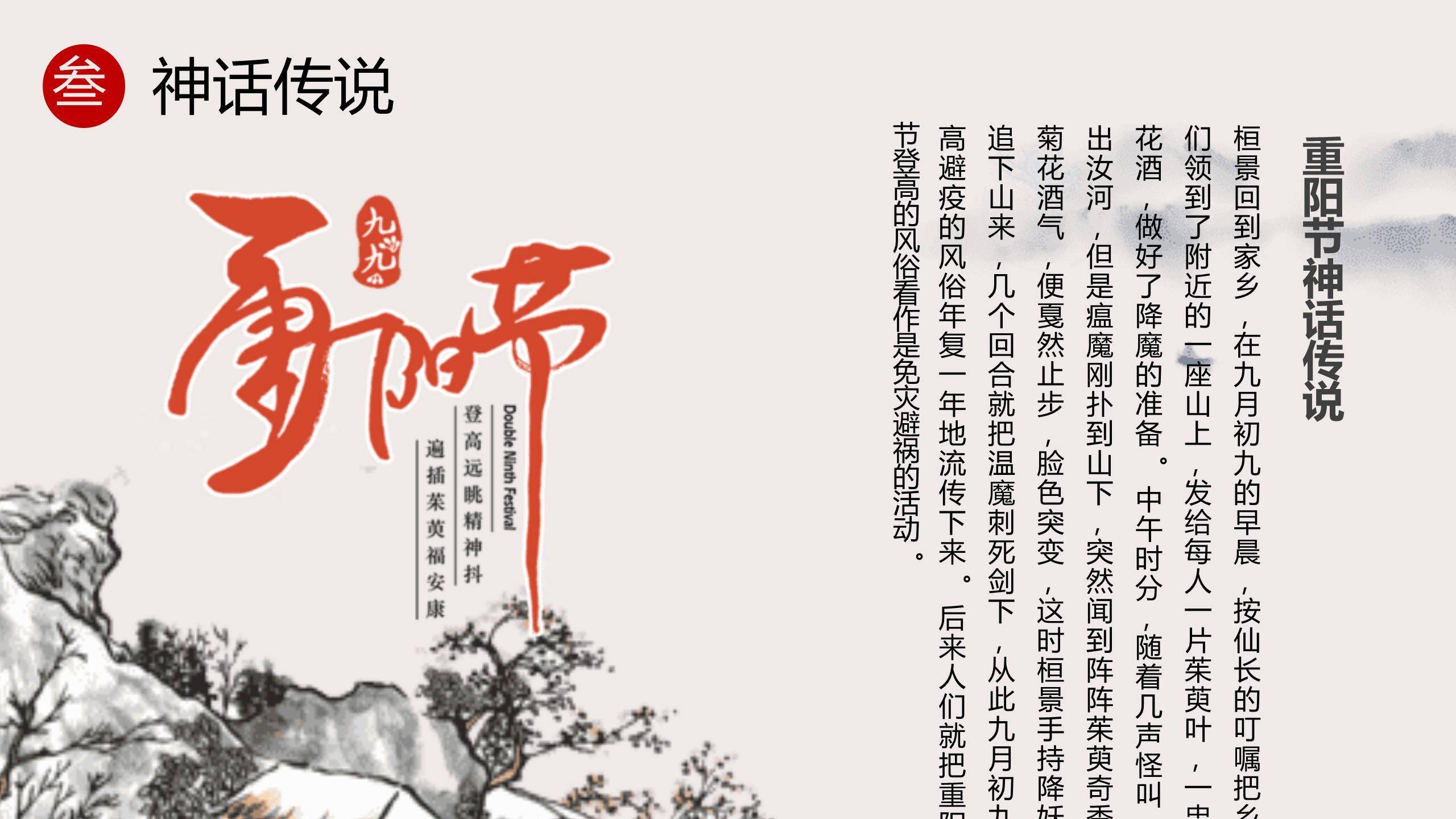 黑白写意重阳文化科普PPT模板9