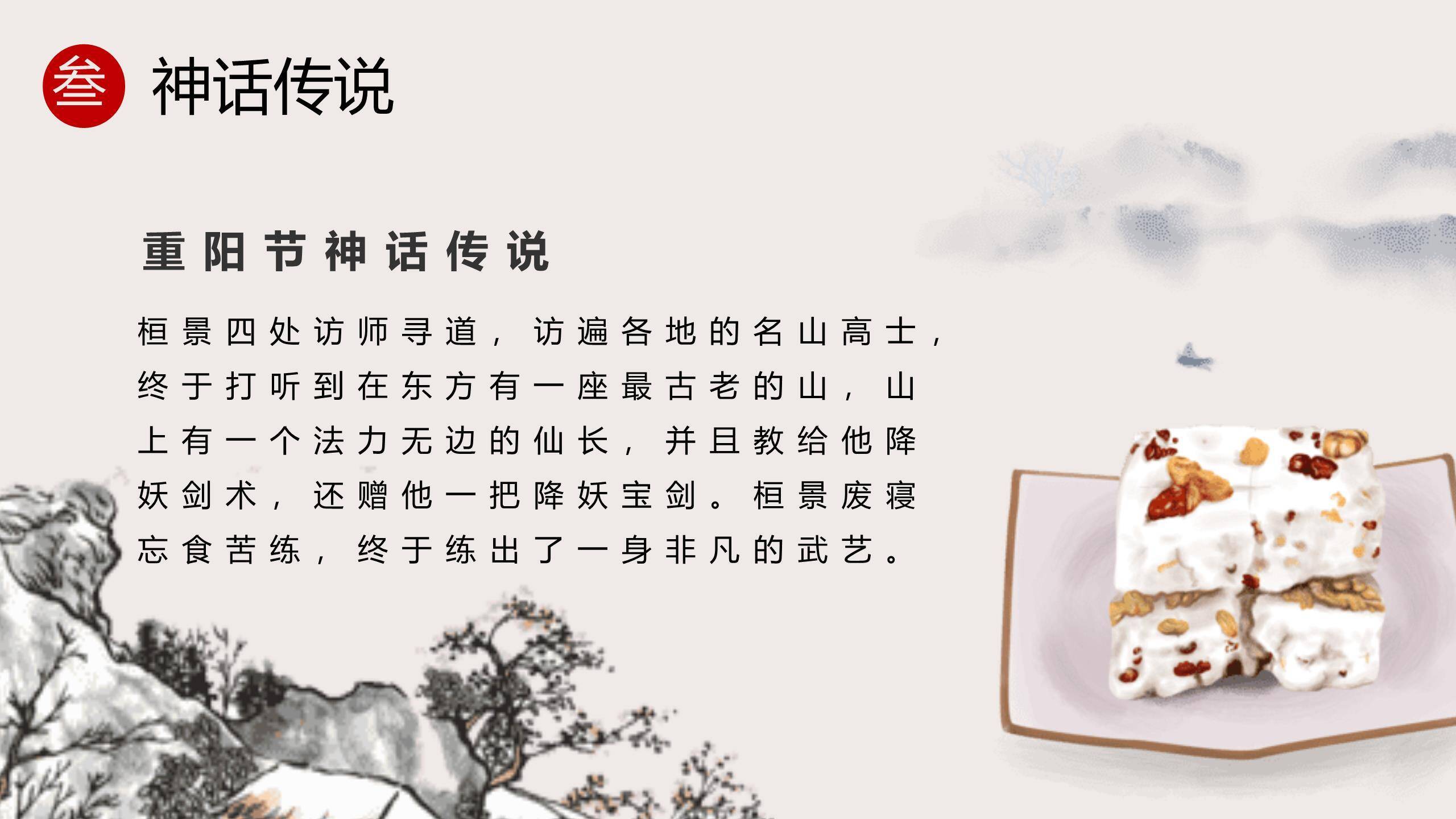 黑白写意重阳文化科普PPT模板7