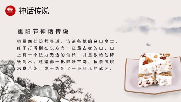 黑白写意重阳文化科普PPT模板7