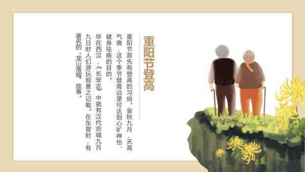 橙色国潮重阳习俗介绍PPT模板2