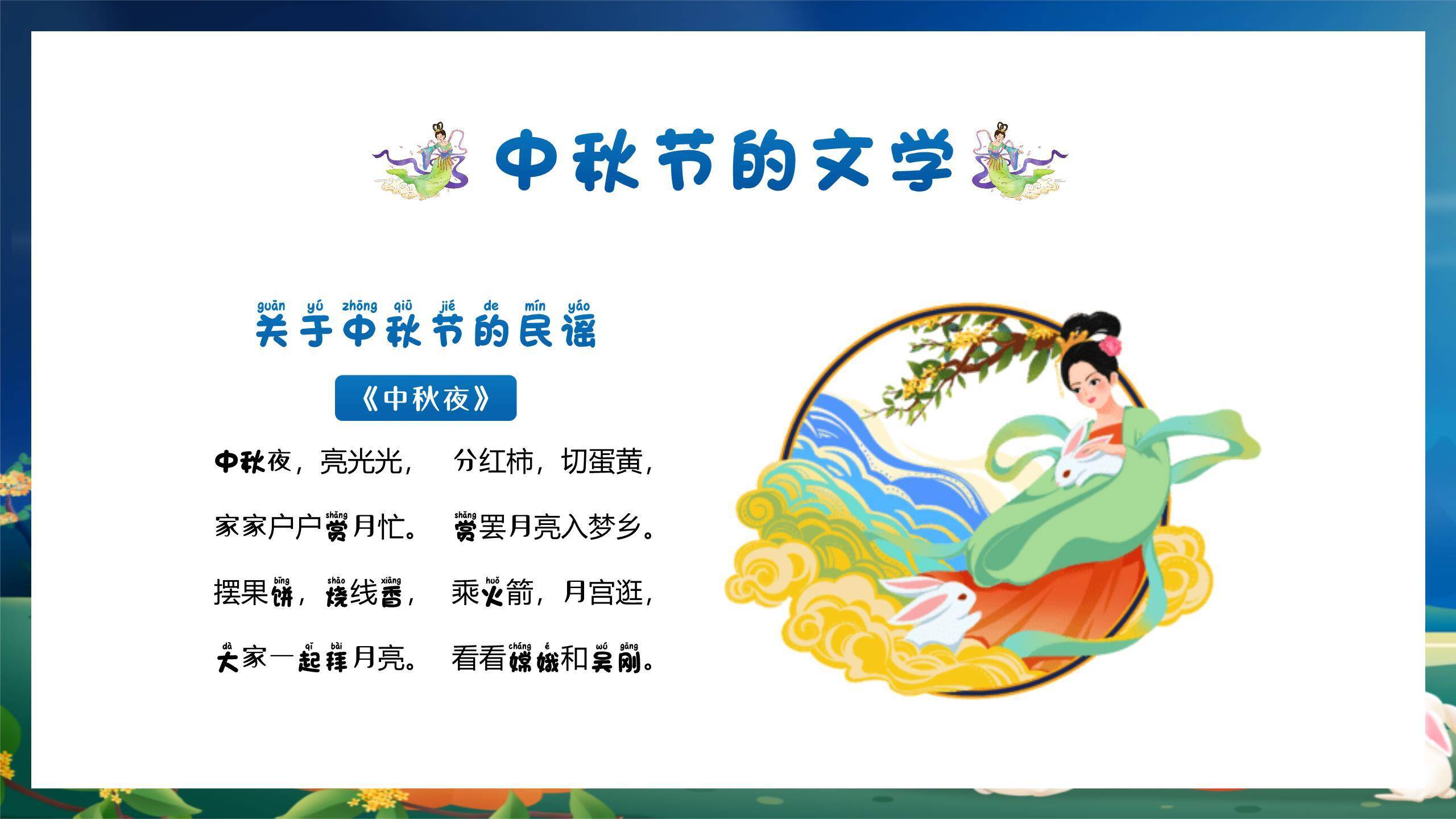 中秋节班级庆祝卡通PPT模板9