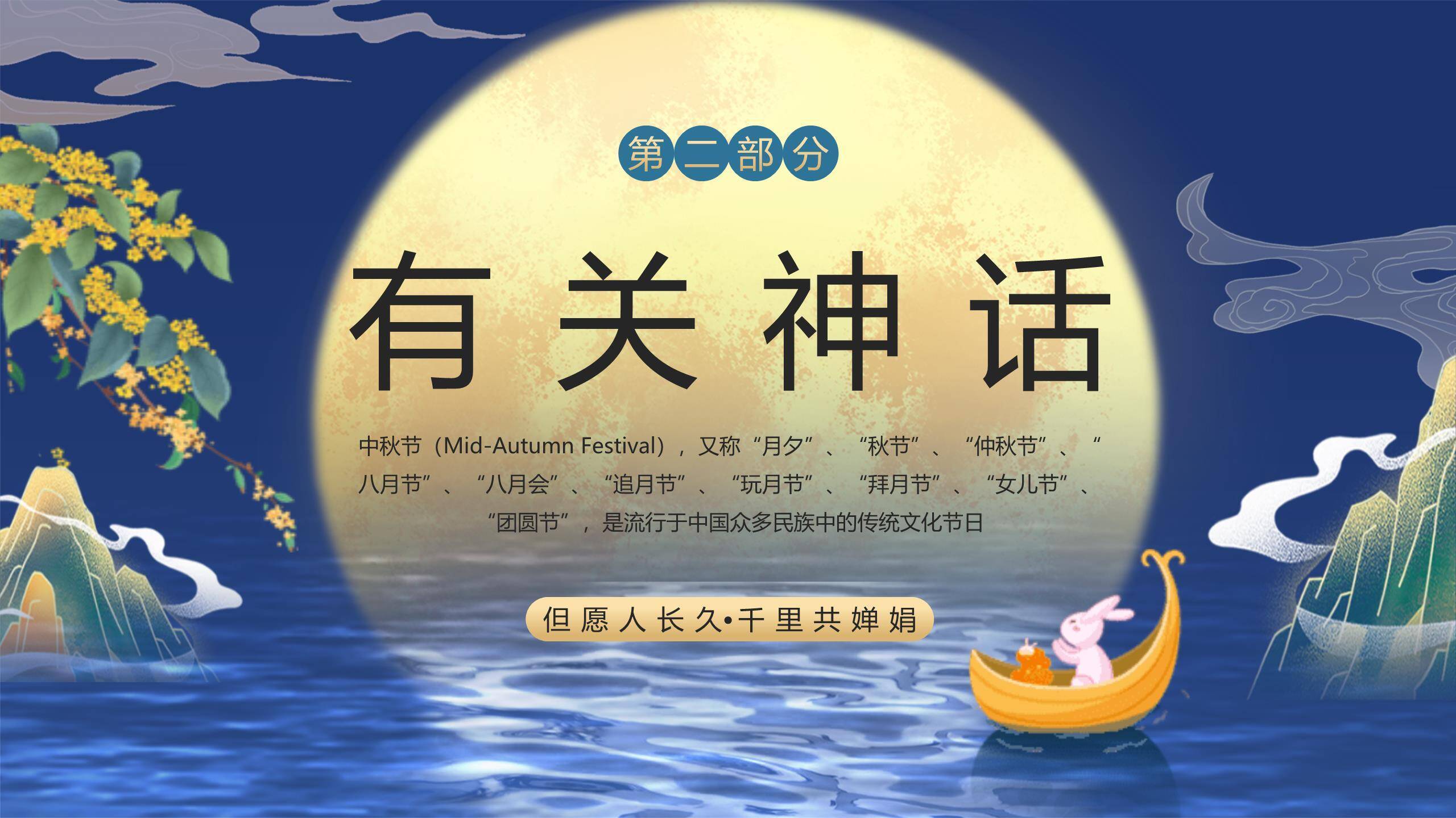 中秋节文化介绍中国风PPT模板1