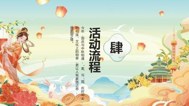 中秋国庆双节宣传卡通PPT模板2
