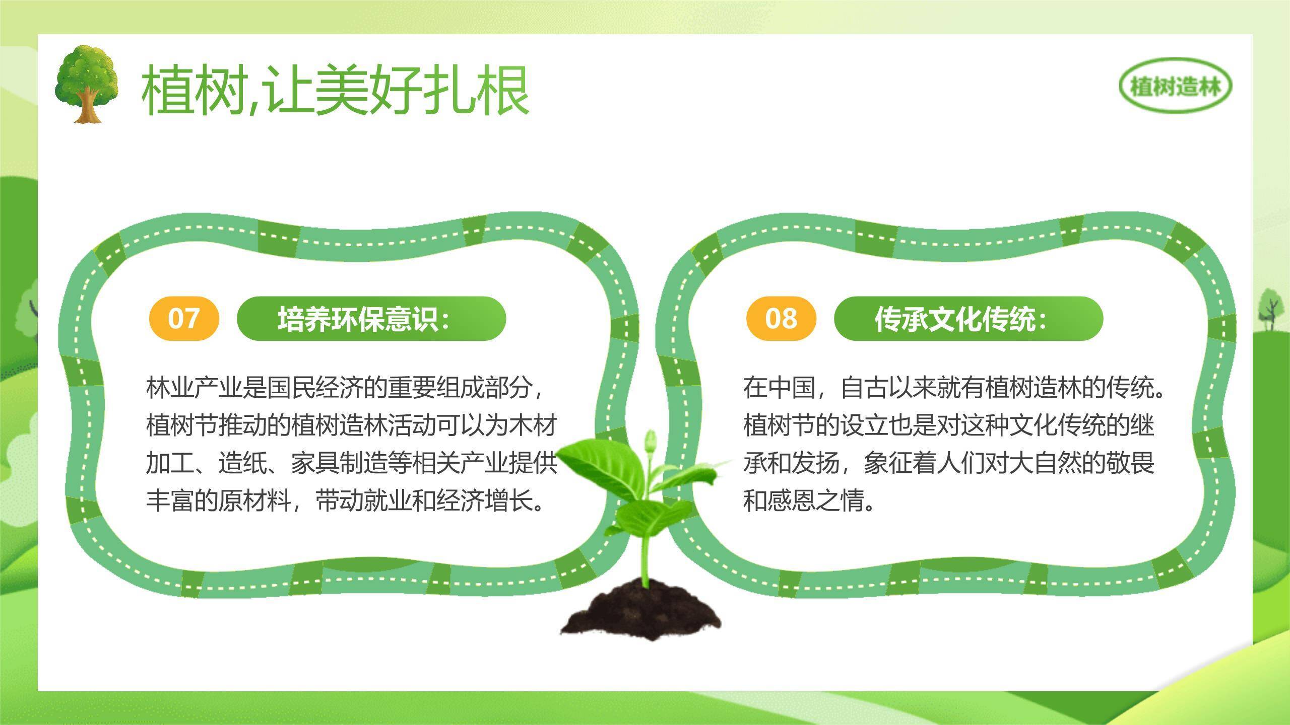 植树节集体活动扁平PPT模板3