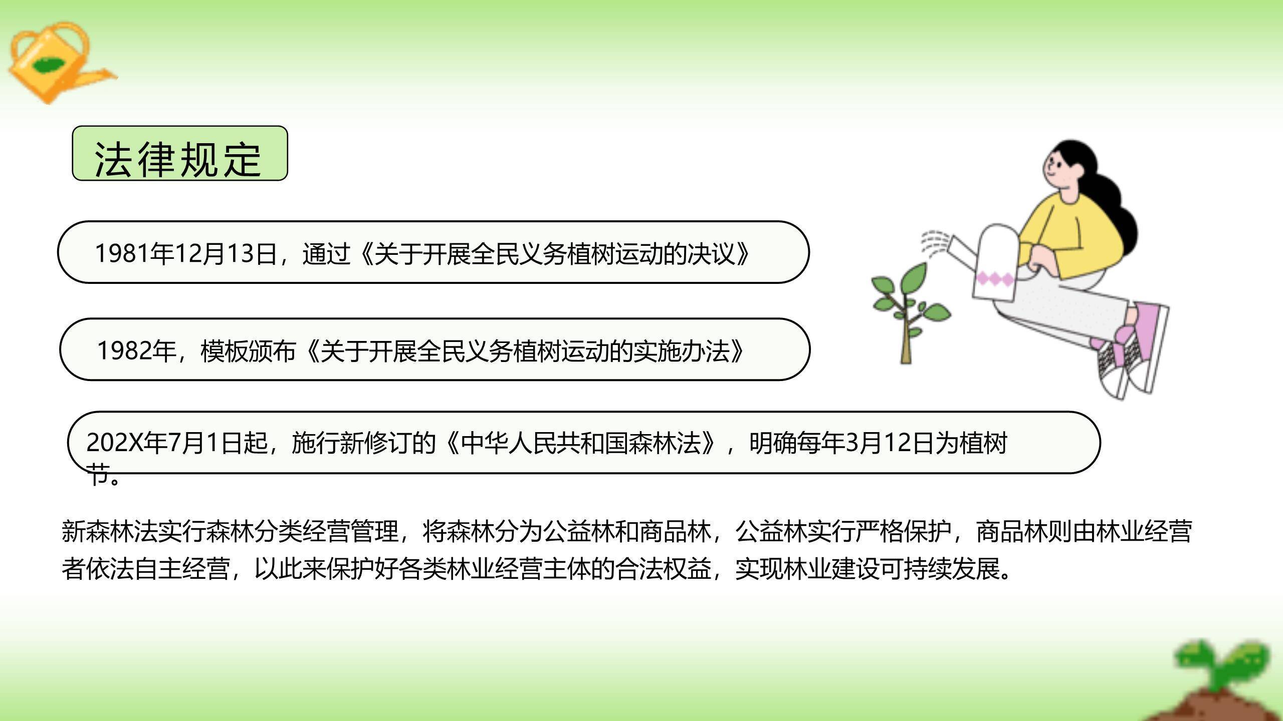 植树节亲子活动手绘PPT模板2