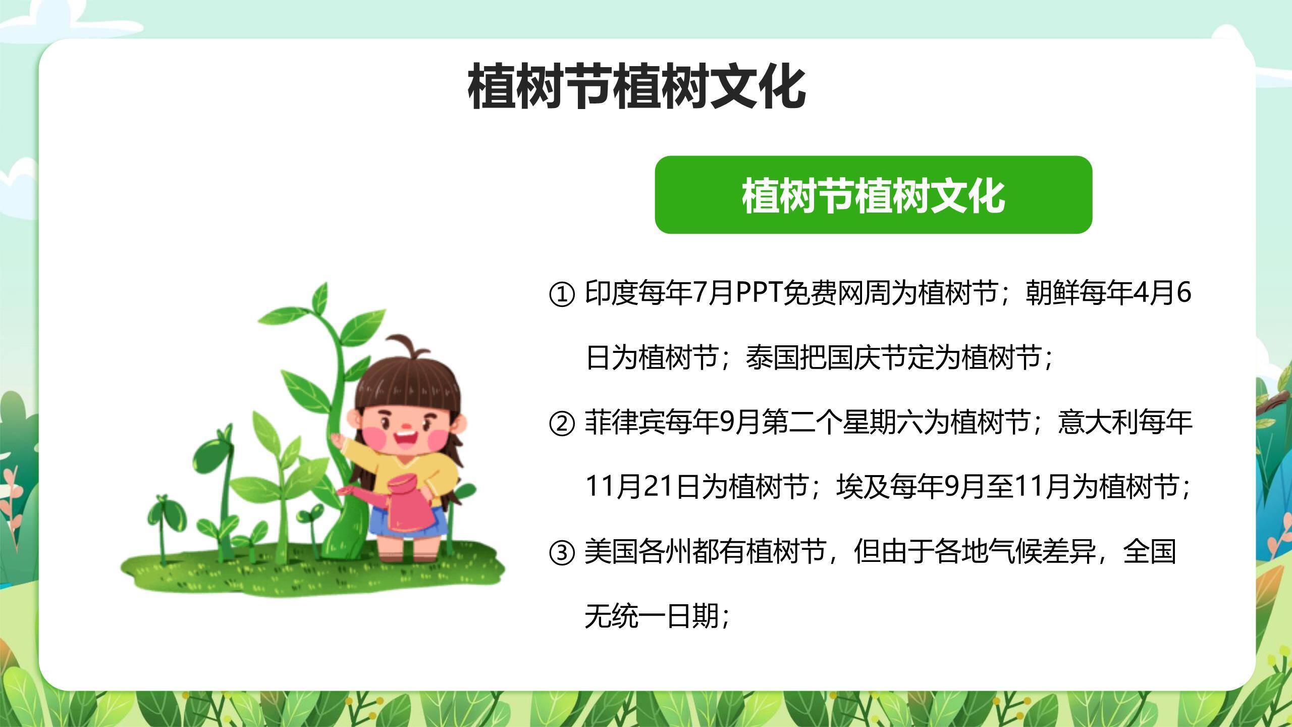 植树节主题演讲卡通PPT模板3