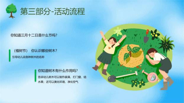 植树节小学班会插画PPT模板4