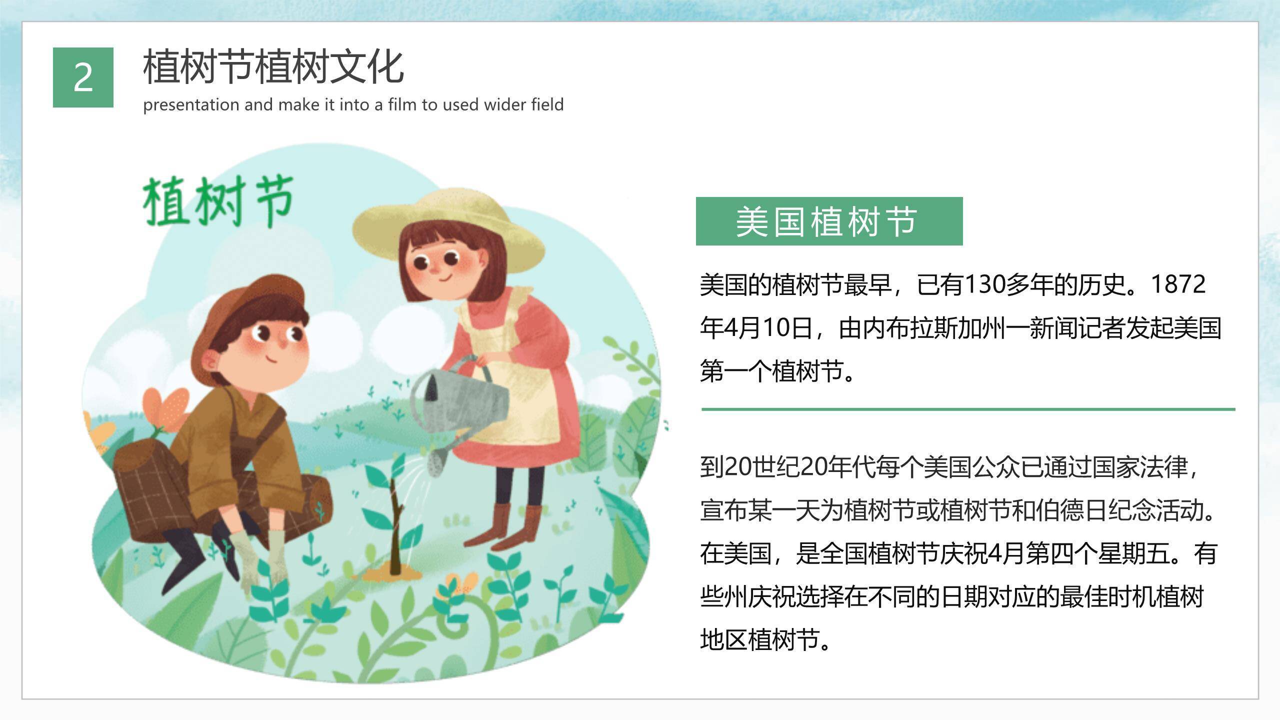 植树节介绍宣传卡通PPT模板1