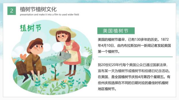 植树节介绍宣传卡通PPT模板1