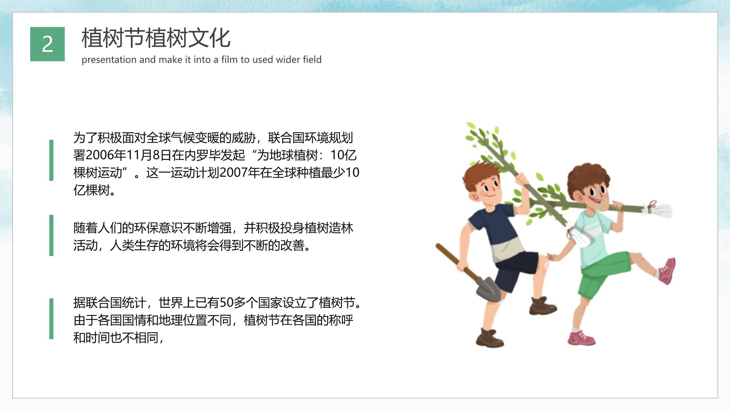 植树节介绍宣传卡通PPT模板3