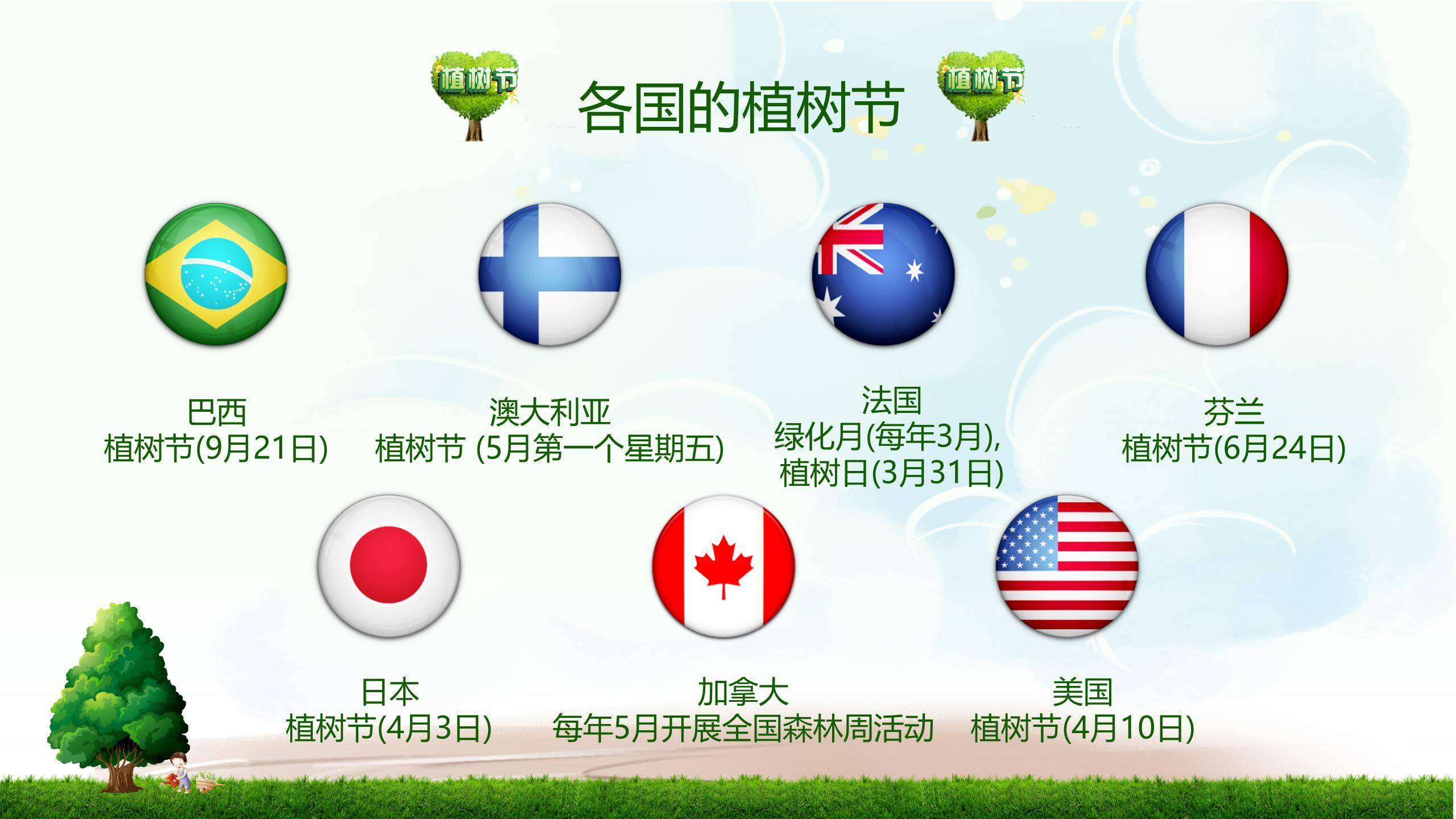 植树节主题宣传手绘PPT模板5