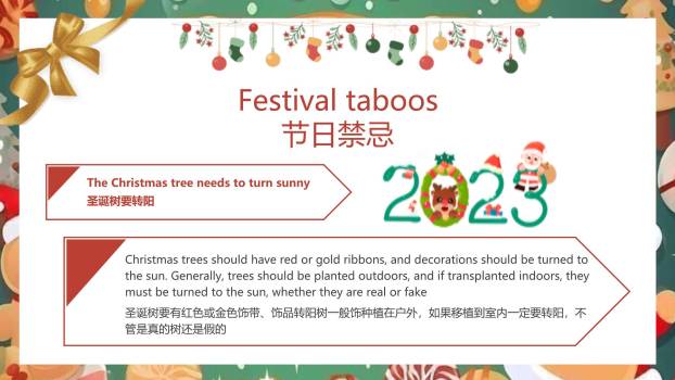 圣诞节姜饼人与圣诞老人祝福PPT模板7