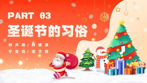 圣诞节奔跑圣诞老人节日庆祝PPT模板3