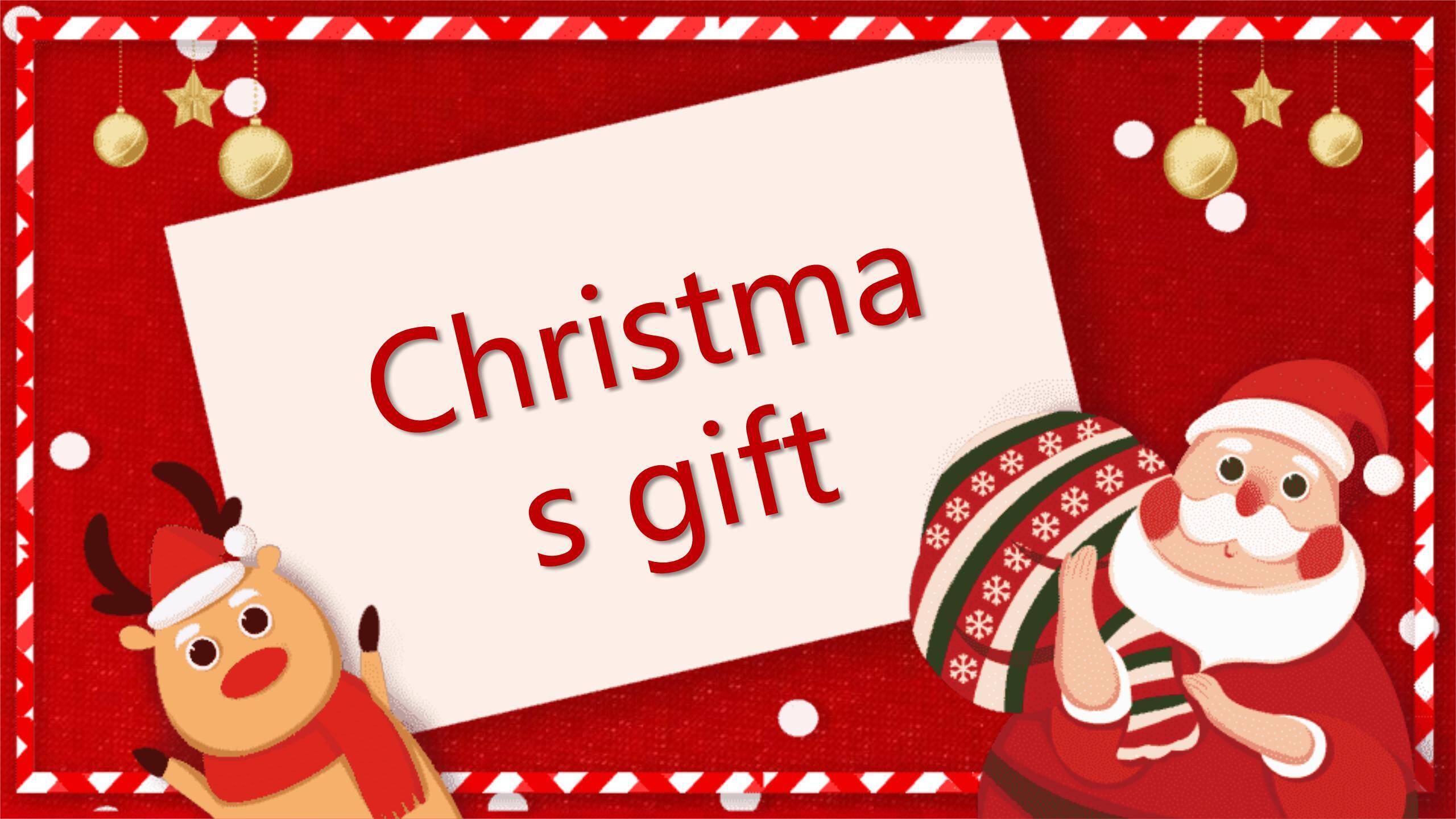 圣诞节手绘水彩驯鹿贺卡PPT模板4