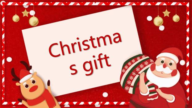 圣诞节手绘水彩驯鹿贺卡PPT模板4