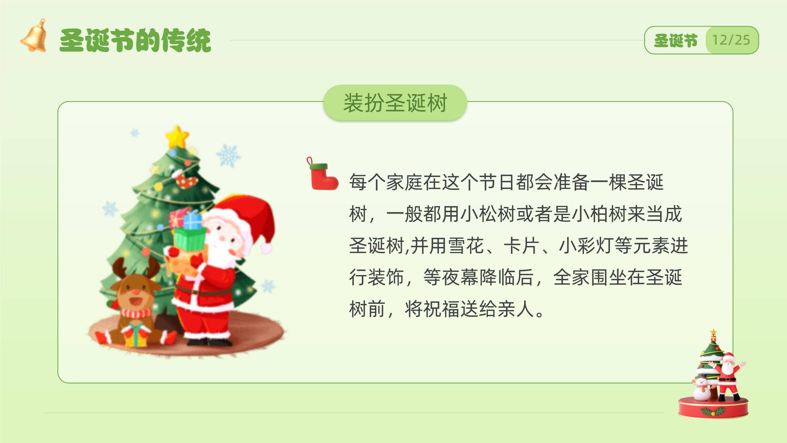 圣诞节绿色情感主题祝福PPT模板2