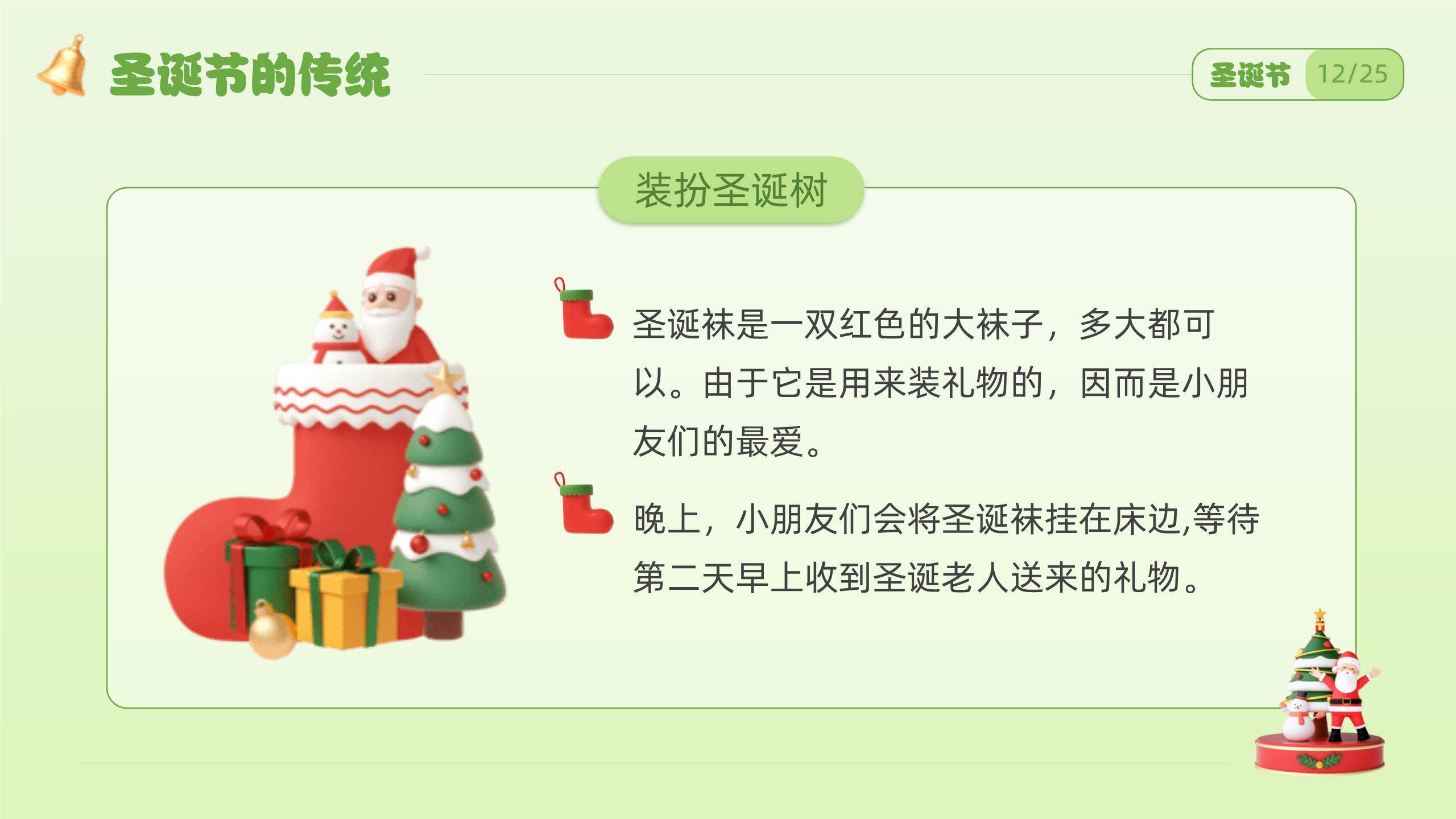 圣诞节绿色情感主题祝福PPT模板5