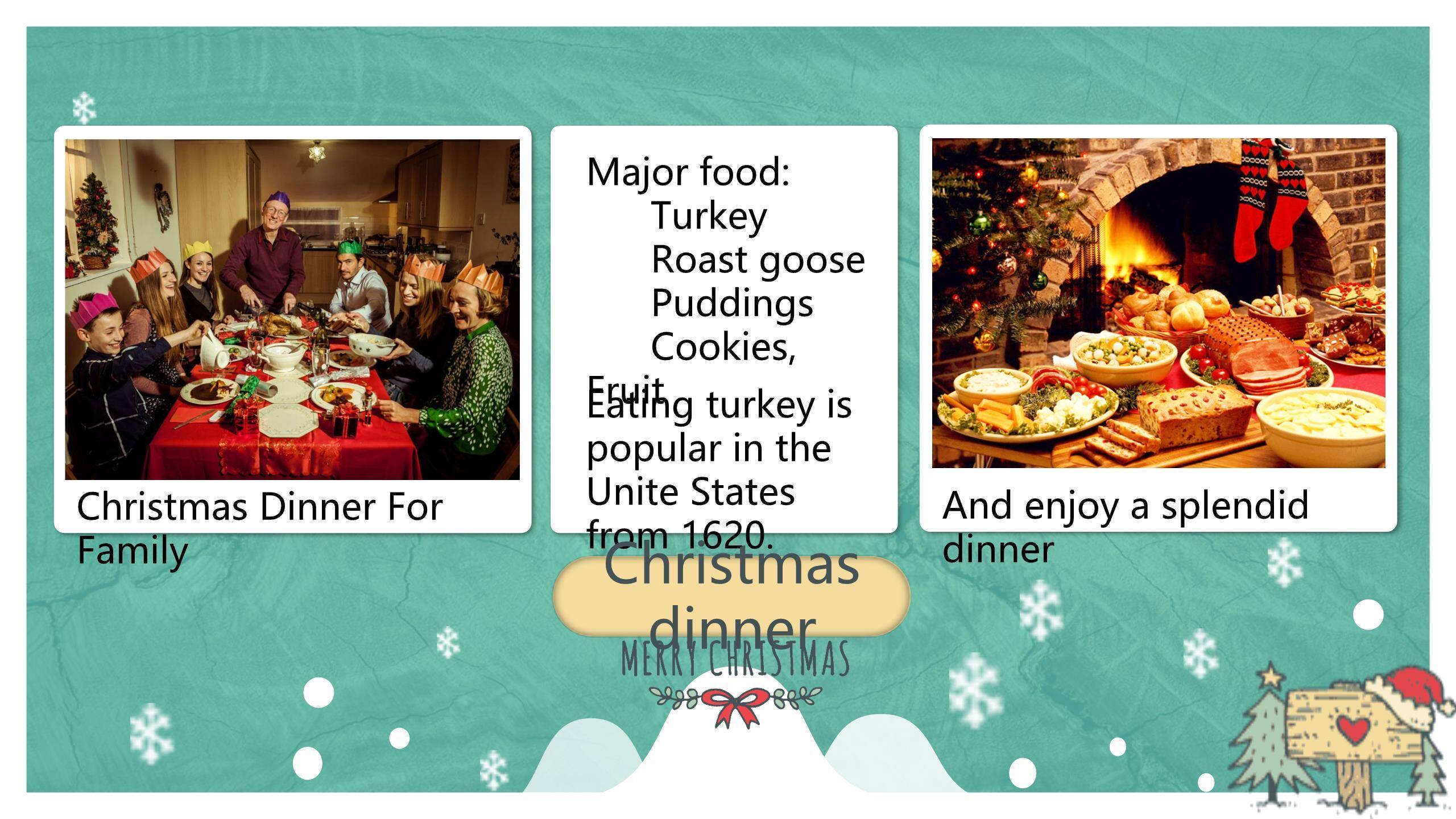 圣诞节手绘驯鹿跨年祝福PPT模板5