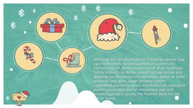 圣诞节手绘驯鹿跨年祝福PPT模板7