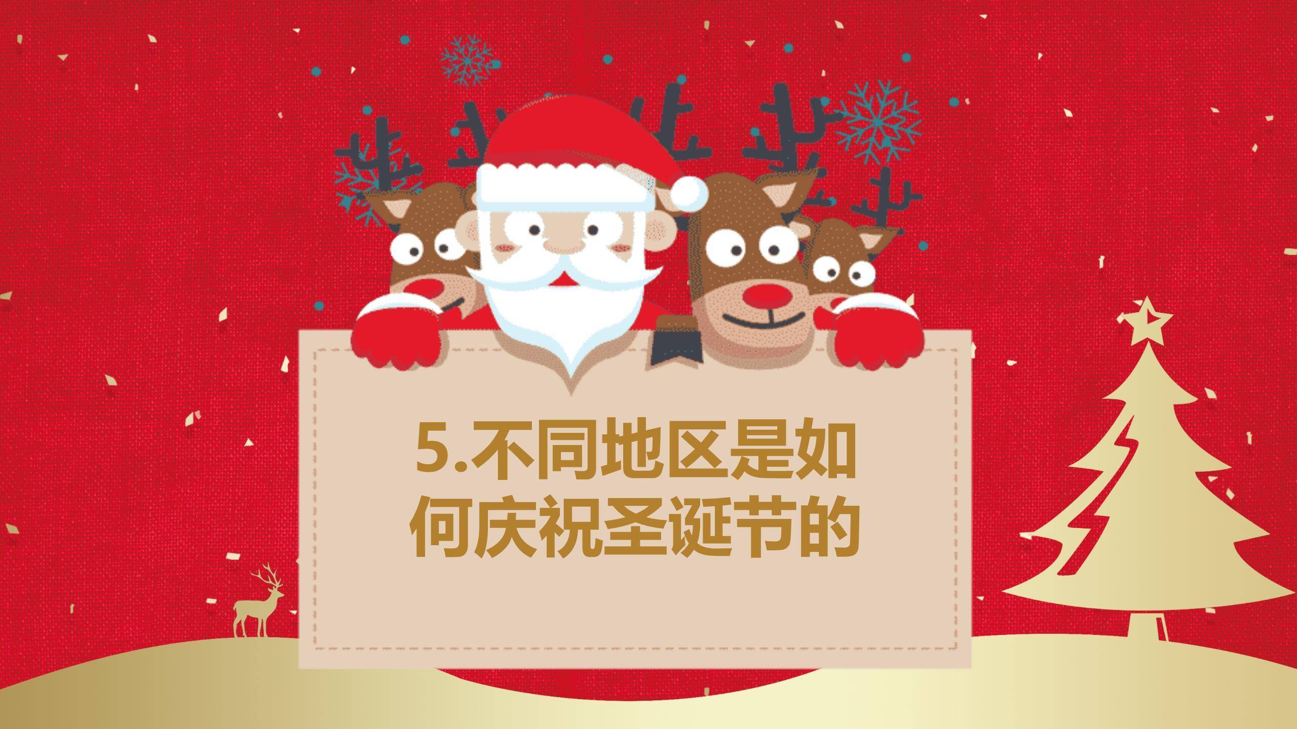 圣诞节剪纸风小学主题班会PPT模板5